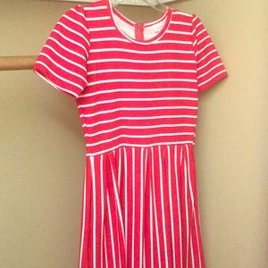 Lularoe m red white striped dress